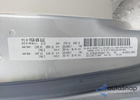 2016 Dodge Grand Caravan Se z USA, uszkodzony, nr VIN 2C4RDGBG7GR340647